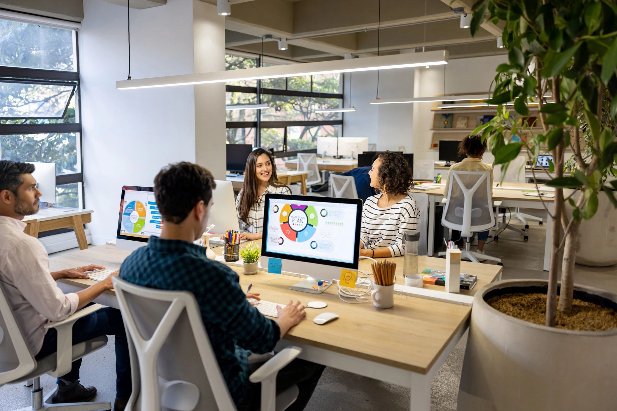 modern digital branding team office